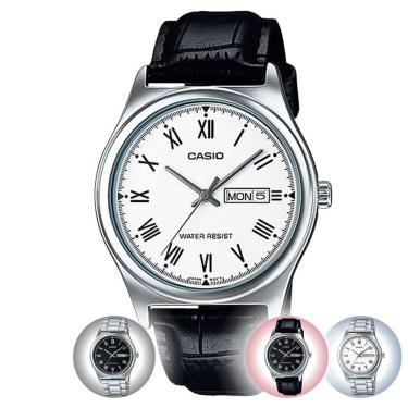 Imagem de Relógio de Pulso Casio Masculino Analógico Collection Classic Pulseira Aço Inóx Couro MTP-V006
