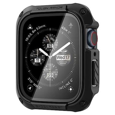 Imagem de Spigen Tough Armor Projetado para Capa Apple Watch Série 9/8/7 41mm com Protetor de Tela de Vidro Temperado Sensível ao Toque Integrado - Preto