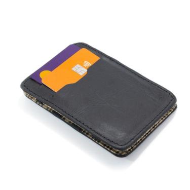 Imagem de Carteira Magica Masculina Couro Lisa Resistente Slim Compacta Repartiçoes Elastico Alta Durabilidade