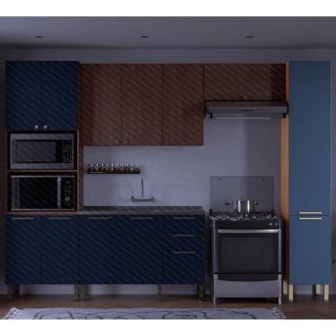 Imagem de Paneleiro de Cozinha Sálvia 40cm 2 Portas Freijó/Azul