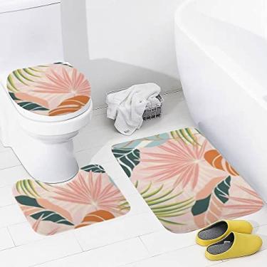 Imagem de Conjunto de tapetes de banheiro 3 peças abstrato moderno tapete de banheiro lavável tapete antiderrapante tapete de contorno e tampa para banheiro
