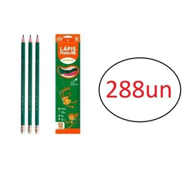 Imagem de Kit C/288Un Lápis Preto Grafite Hb Com Borracha Na Ponta