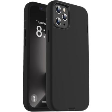 Imagem de ORIbox Capa preta para iPhone 13 Pro, [proteção contra quedas de grau militar de 3 metros], capa antiqueda de silicone líquido resistente à prova de choque para iPhone 13 Pro, 6,1 polegadas, preta