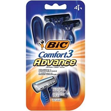 Imagem de BIC Comfort 3 Advance Lâminas descartáveis para homens para um barbear ultra-calmante e confortável, pacotes de 4 lâminas descartáveis com 3 lâminas