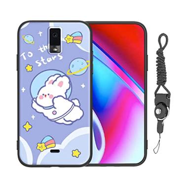 Imagem de Nuouxoco Capa para BLU View 3 / B140DL com alça de cordão meninas mulheres anime design fofo animação de silicone macio desenho animado kawaii capa de telefone legal para BLU View 3 - coelho fofo