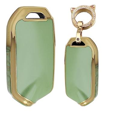 Imagem de TECART Capa de chaveiro de TPU macia adequada para KIA Stinger K900 capa de chave caixa chaveiro acessórios protetor 4 botões verde