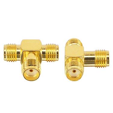 Imagem de BOOBRIE Adaptador divisor SMA fêmea para SMA fêmea dupla SMA conector triplo T antena divisor SMA conversor de 2 vias para rádio drone aéreo FPV, Baofeng Yaesu, pacote com 2