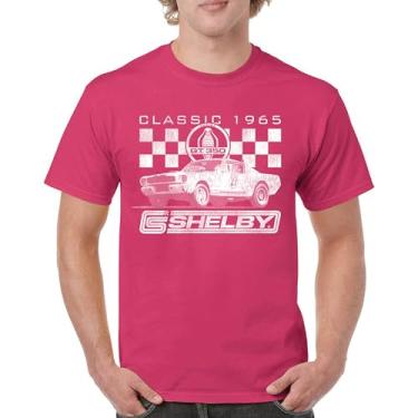 Imagem de Camiseta masculina clássica 1965 Shelby GT350 American Retro Legend Mustang Cobra Muscle Car Racing Powered by Ford, Rosa choque, GG