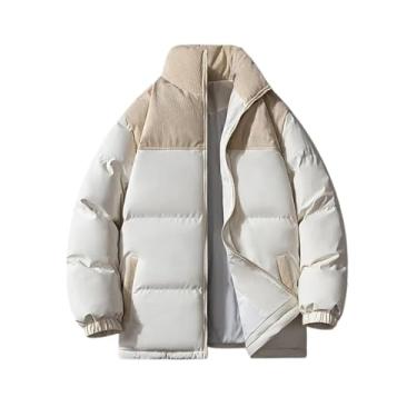 Imagem de Harajuku jaqueta masculina parca casaco de inverno coreano patchwork tops grossos corta-vento masculino streetwear casacos quentes, Pmf265white, P