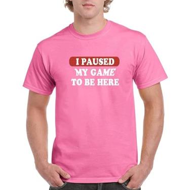 Imagem de Camiseta unissex I Paused My Game to Be Here - Camiseta divertida para jogos com design gráfico, rosa, 3G