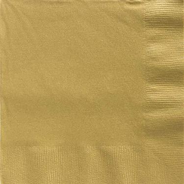 Imagem de amscan Big Party Pack 2-Ply Dinner Napkins | Gold | Pack of 50 | Party Supply, 7 3/4" x 7 3/4" (62215.19)
