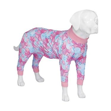 Imagem de Xqpetlihai Camiseta de recuperação para feridas abdominais ou doenças de pele body para cães pijamas para alergia a queda anti lambida laço rosa cirurgia terno para cães fêmeas (B-M)