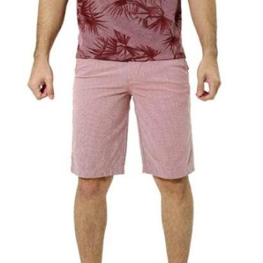 Imagem de Bermuda Básica Masculina Ixória Sarja Xadrez Vermelho Branco-Masculino