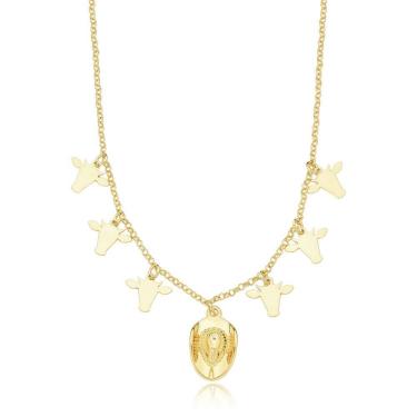 Imagem de Colar Infantil Chapéu e Cabeças de Boi Revestido em Ouro