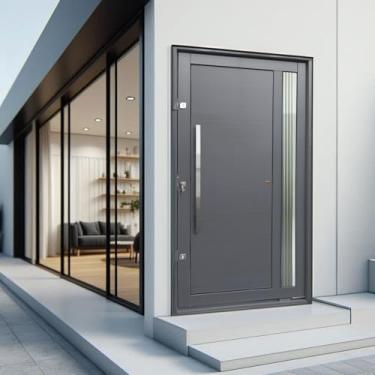 Imagem de Porta Pivotante Lambril Visione com Puxador Lado Direito Elite 216x120 Cinza