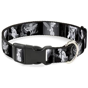 Imagem de Buckle-Down Coleira com clipe de plástico – cenas Tinker Bell preto/branco – 2,5 cm de largura – serve para pescoço de 23 a 38 cm – Pequena