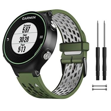 Imagem de CUZOW Para Garmin Forerunner 235/Forerunner 620/735XT/220/230/630/Approach S20/S6/S5, pulseira de substituição de silicone macio duas em um, verde exército
