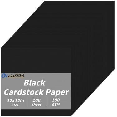 Imagem de Cartolina preta a granel 100 folhas, 30,5 cm x 30,5 cm, papel de construção de papel brilhante, 180 g/m2/28 kg, papel de Natal para scrapbook, artesanato, confecção de cartões