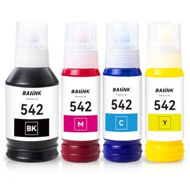 Imagem de BAIINK Refil de tinta de pigmento 542 para Epson 542 Ink T542 compatível com EcoTank ET-5800 ET-5850 ET-5880 ET-16600 ET-16650 ST-C8000 (1 preto, 1 ciano, 1 magenta, 1 amarelo, 4 unidades)