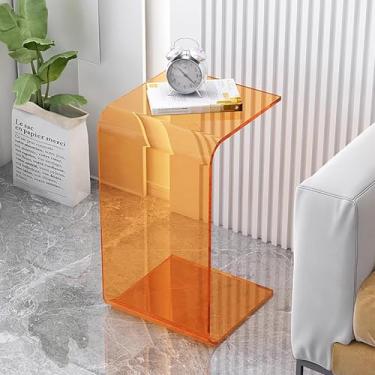 Imagem de Mesa lateral de acrílico em forma de C, mesa de centro de acrílico transparente para sala de estar, mesa de café transparente, mesa de lanche, mesa central moderna