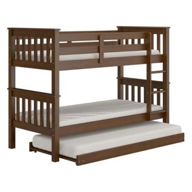 Imagem de Treliche de Solteiro Madeira Maciça para Colchão 88 x 188 cm Multimóveis Cr35245 Castanho