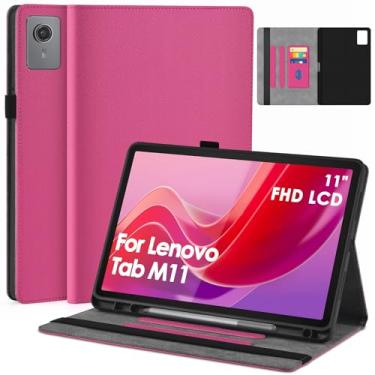 Imagem de DETUOSI Capa para tablet Lenovo Tab M11/Tab K11 LTE 27.9 cm TB-330FU/TB-330XU 2024 [não serve para 2025], capa fólio fina com suporte para caneta S, parte traseira de TPU macio, hibernar/despertar