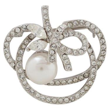 Imagem de Broche Strass e Pérola BRG0038 - Akasaki, Prateado, Cristal