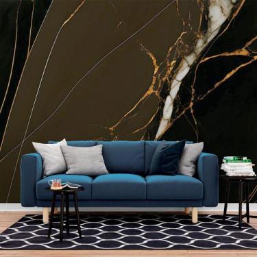 Imagem de Papel de Parede Painel 3D Mármore Cinza Fio Ouro 2,5M Revestimento Ped