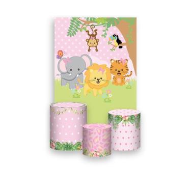 Imagem de Painel De Festa Vertical 1,50 x 2,20 + Trio De Capas Cilindro - Animai