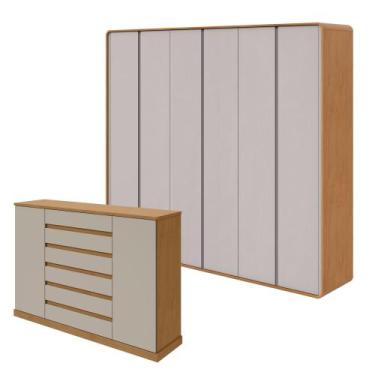 Imagem de Conjunto de Guarda-roupa Casal Loop 6 Portase Cômoda 2 Portas 7 Gaveta