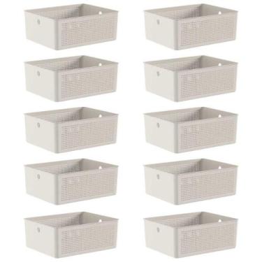 Imagem de 10x Cesto 12L Organizador Ou Flow Bege 13cm X 27cm X 34cm