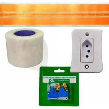 Imagem de Kit Fita eletrica 20a 3 Pistas 10 metros + Conector + Tomada - Eletrof