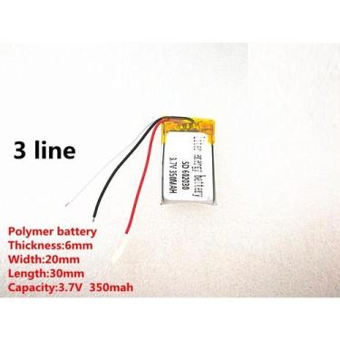 Imagem de Bateria 3 fios 3.7v 350 Mah 30mm X 20mm X 6mm 602030 3 Fios - KMIG