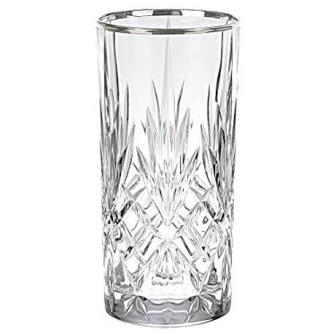 Imagem de Lorren Home Trends Dynasty Collection Copo de cristal para água, bebidas ou chá gelado com faixa de prata, conjunto de 6