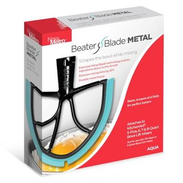Imagem de New Metro Design Lâmina batedeira de metal XL-MAX, funciona com batedeiras KitchenAid 5+, 6, 7, 8 litros, Aqua