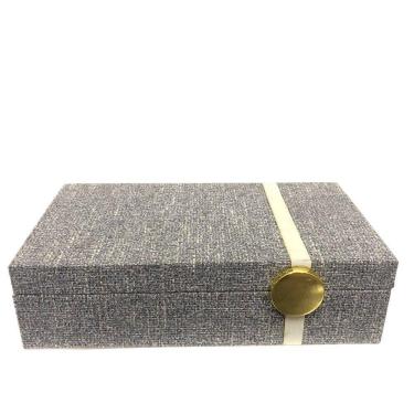 Imagem de Baú Decoração Madeira 10x36x20cm Tecido Mero