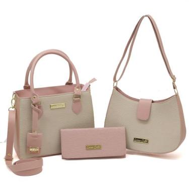 Imagem de Bolsa Feminina Kit 3 Peças Média Transversal - Larissa Castro, Rosa