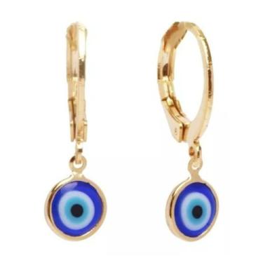 Imagem de Brinco Argola Articulada Com Pingente Olho Grego Folheado A Ouro - Cri