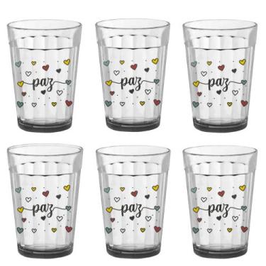 Imagem de Kit De 6 Copos Americano De 190ml De Vidro Com Palavras Motivacionais 