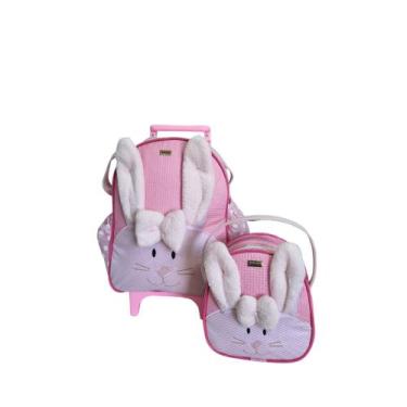 Imagem de Kit Mochila De Carrinho Infantil Bichinho G + Lancheira - Suporte Lanc