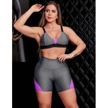 Imagem de Conjunto Feminino para Academia com Cropped Tela com Bojo Removível e 