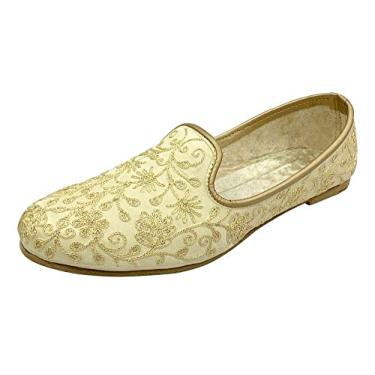 Imagem de Stop n Style Cream Tênis masculino Jutti Sherwani masculino indiano casamento jutti feito à mão étnico Mojari Punjabi Juti, Creme, 37