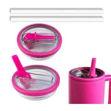 Imagem de Pacote com 2 tampas de copo de substituição de 1,134 g compatível com Stanley Quencher, tampas de copo resistentes a respingos à prova de vazamento, capa reutilizável para copo Stanley (rosa vermelha)