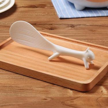 Imagem de Colher Para Arroz Mexer Servir Esquilo Com Apoio 21cm - JW SHOP, Branc