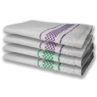 Imagem de 4 Panos de Prato Atoalhado Felpudo Verde+Roxo - Toalhas Beka