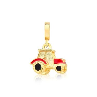Imagem de Berloque Trator Esmaltado Revestido em Ouro - VL Accessoires, Vermelho