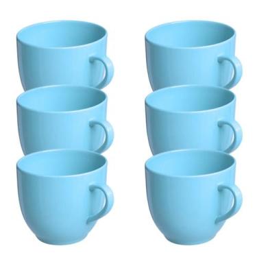 Imagem de Jogo 6 Xícara Chá Café 95ml Azul em Porcelana - Mundo da Porcelana