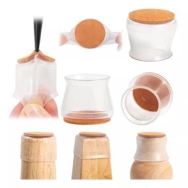 Imagem de Protetor Pé De Cadeira Anti Risco Ruídos Com Feltro Kit 32pcs 2-3,2cm 