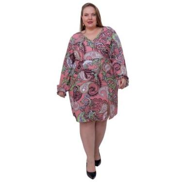 Imagem de Vestido Feminino Curto floral Decote V Fenda Lateral Manga Longa Bufan