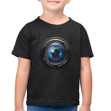 Imagem de Camiseta Algodão Infantil Lente Câmera - Foca na Moda, Preto, 6